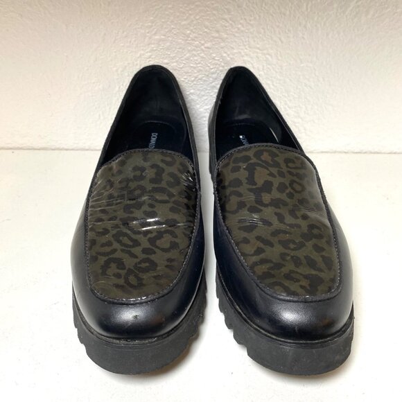 Donald J. Pliner Rowin Chunky Platform Leather Loafers Black Leopard 10 - Picture 4 of 8